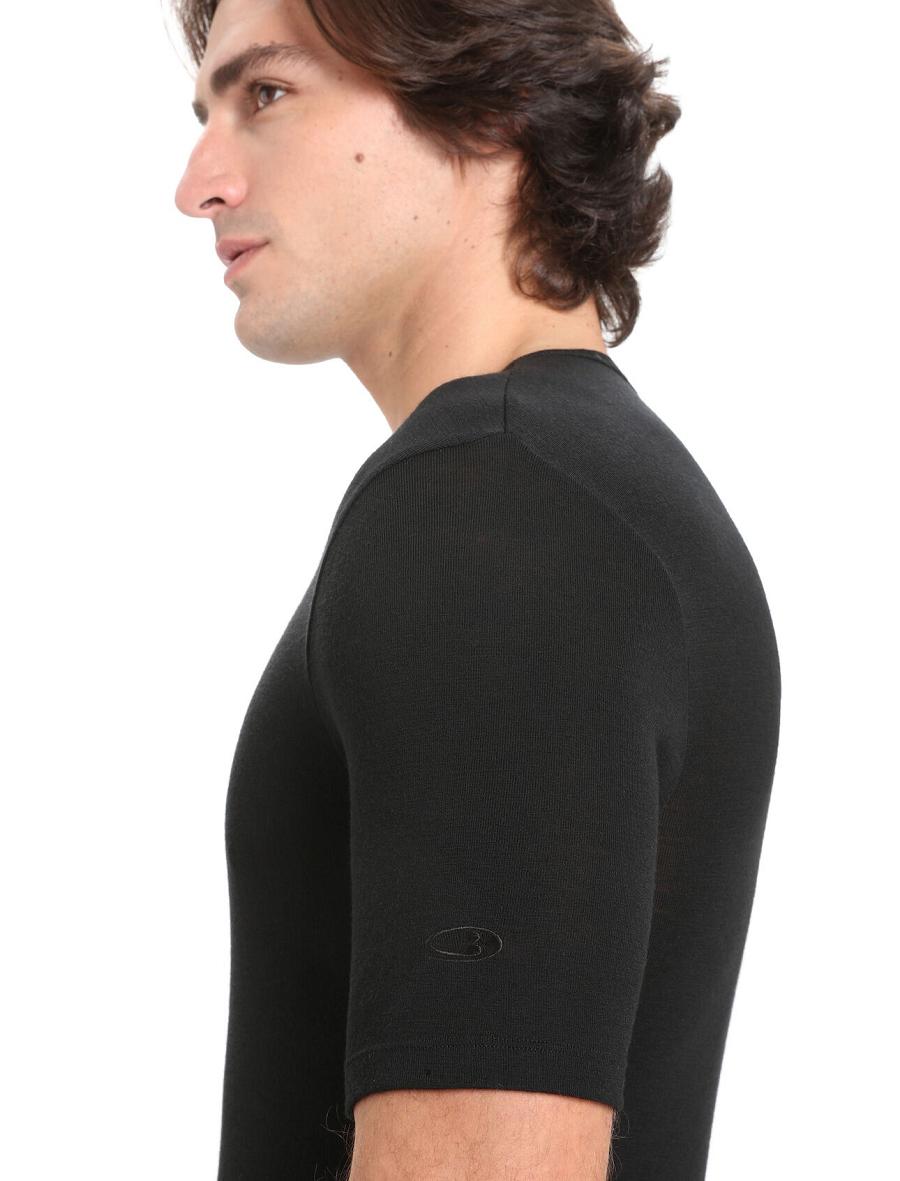 Base Layers Icebreaker Merino 175 Everyday Corta Sleeve Crewe Thermal Top Homme Noir | FR 1378HAPK